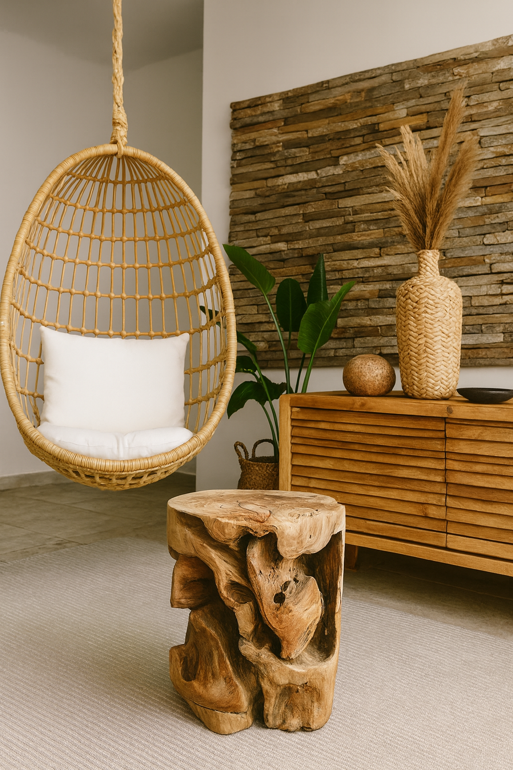 Tavolino o sgabello in radice di teak 