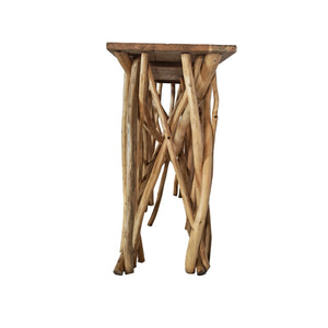 Akar consolle in radici di teak