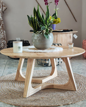 Tavolino da caffè in legno di mango naturale  – Ø90 x H40 cm  "INDY"