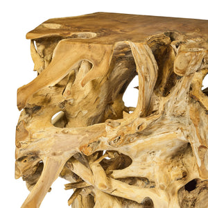 Consolle in radice di teak naturale TEAKé, arredo di design sostenibile in legno pregiato.
