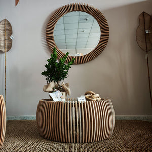 Tavolino da caffè in legno massello di teak e vetro  – Ø110 x H40 cm  "PORTMAN"