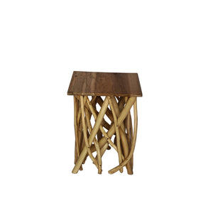 Ruan tavolino in teak riciclato e rami