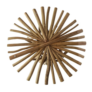 Runting tavolino in rami di teak e vetro