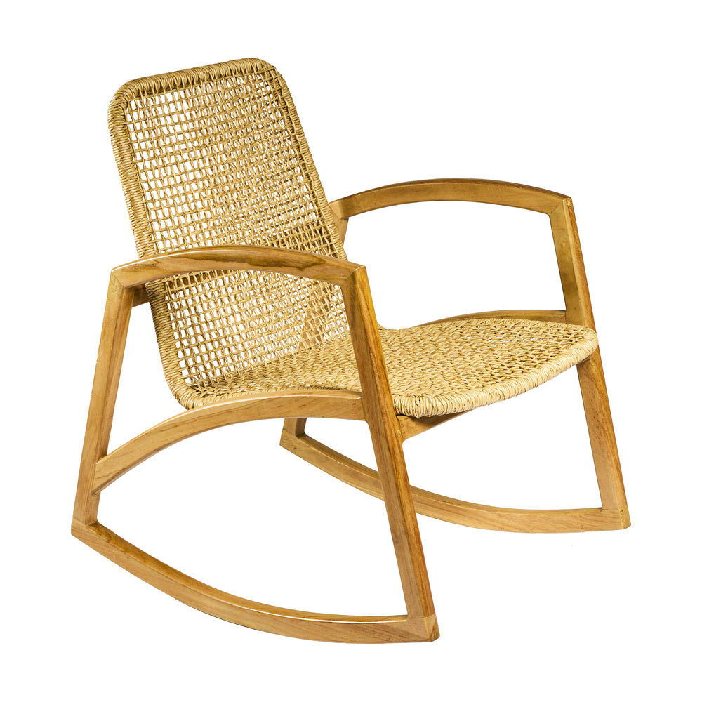 Sedia a dondolo in TEAK e CORDA L61xP75XA75cm "SUZI"