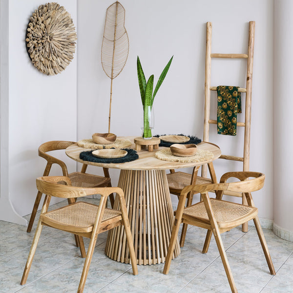 Tavolo rotondo da pranzo in legno di teak – Ø120 H78 cm "ZENNO"