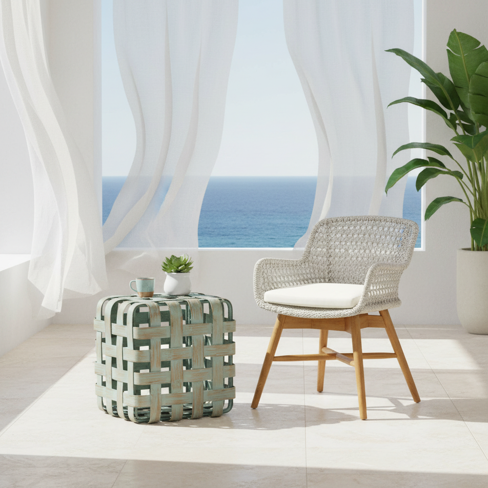 BAMBOO STOOL blu + VERONIKA – Veranda coastal