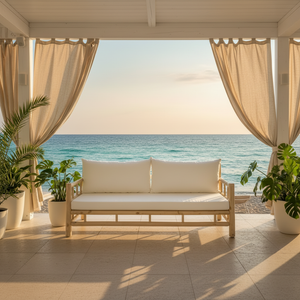 DALE – Divano letto in teak massello, sul mare