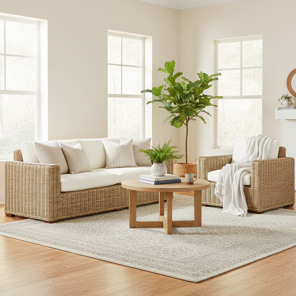 DALLAS Rattan con tavolino BIANCA