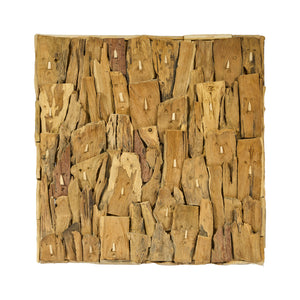 Decorazione da parete in LEGNO di TEAK reciclato  L60xP5xH60cm "FACE"