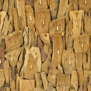 Decorazione da parete in LEGNO di TEAK reciclato  L60xP5xH60cm "FACE"