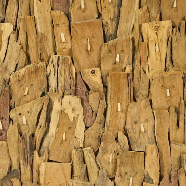 Decorazione da parete in LEGNO di TEAK reciclato  L60xP5xH60cm "FACE"