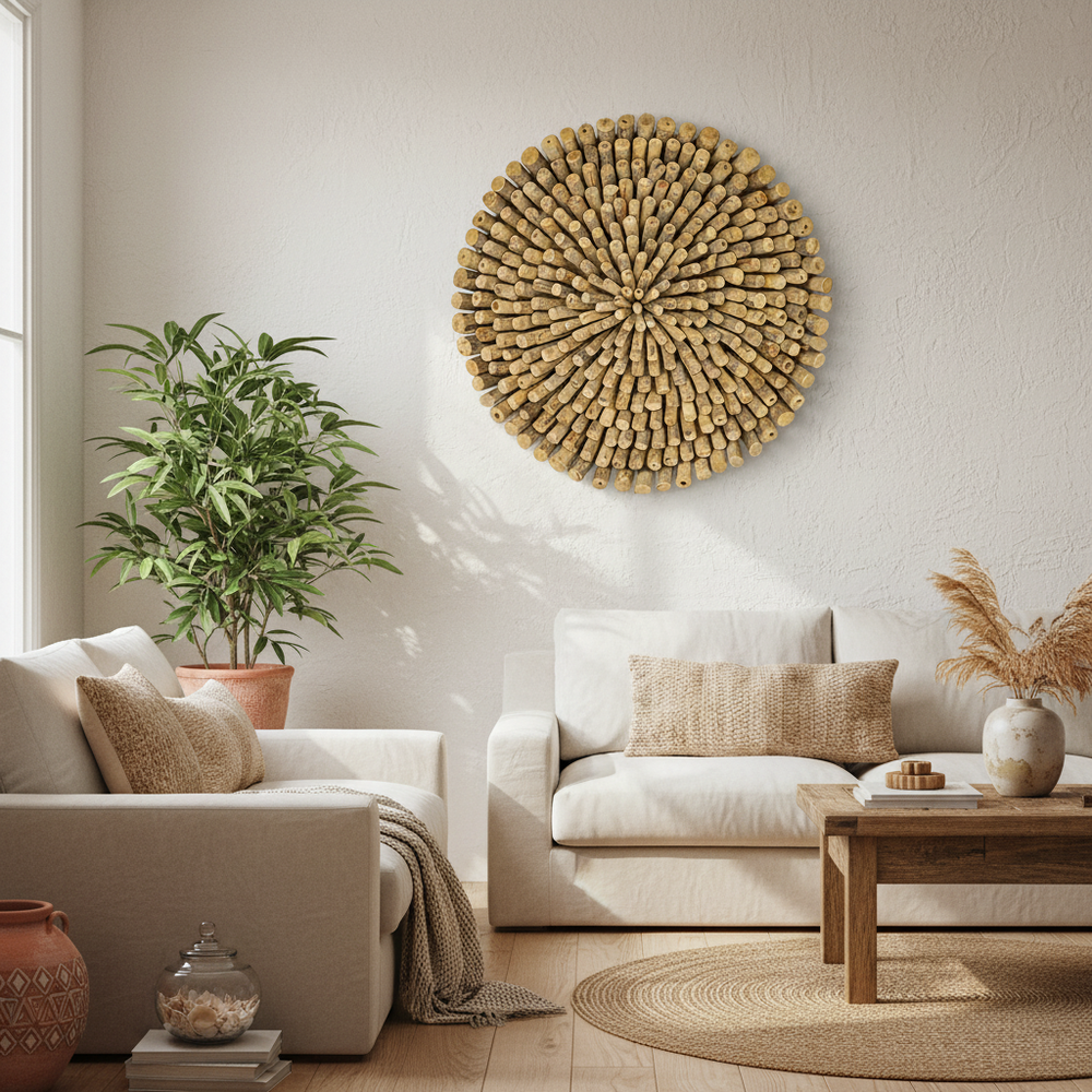 Decorazione da parete in stile bohémien, 4 forme geometriche rotonde in legno rustico per appartamento, casa, ingresso in campagna, balcone, portico Decorazione da parete in stile bohémien, 4 forme geometriche rotonde in legno rustico per appartamento, casa, ingresso in campagna, balcone, portico